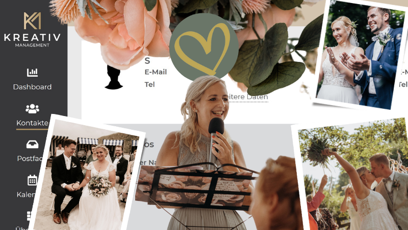 Kreativ.Management Dashboard mit Auftragsübersicht für Hochzeitsdienstleister