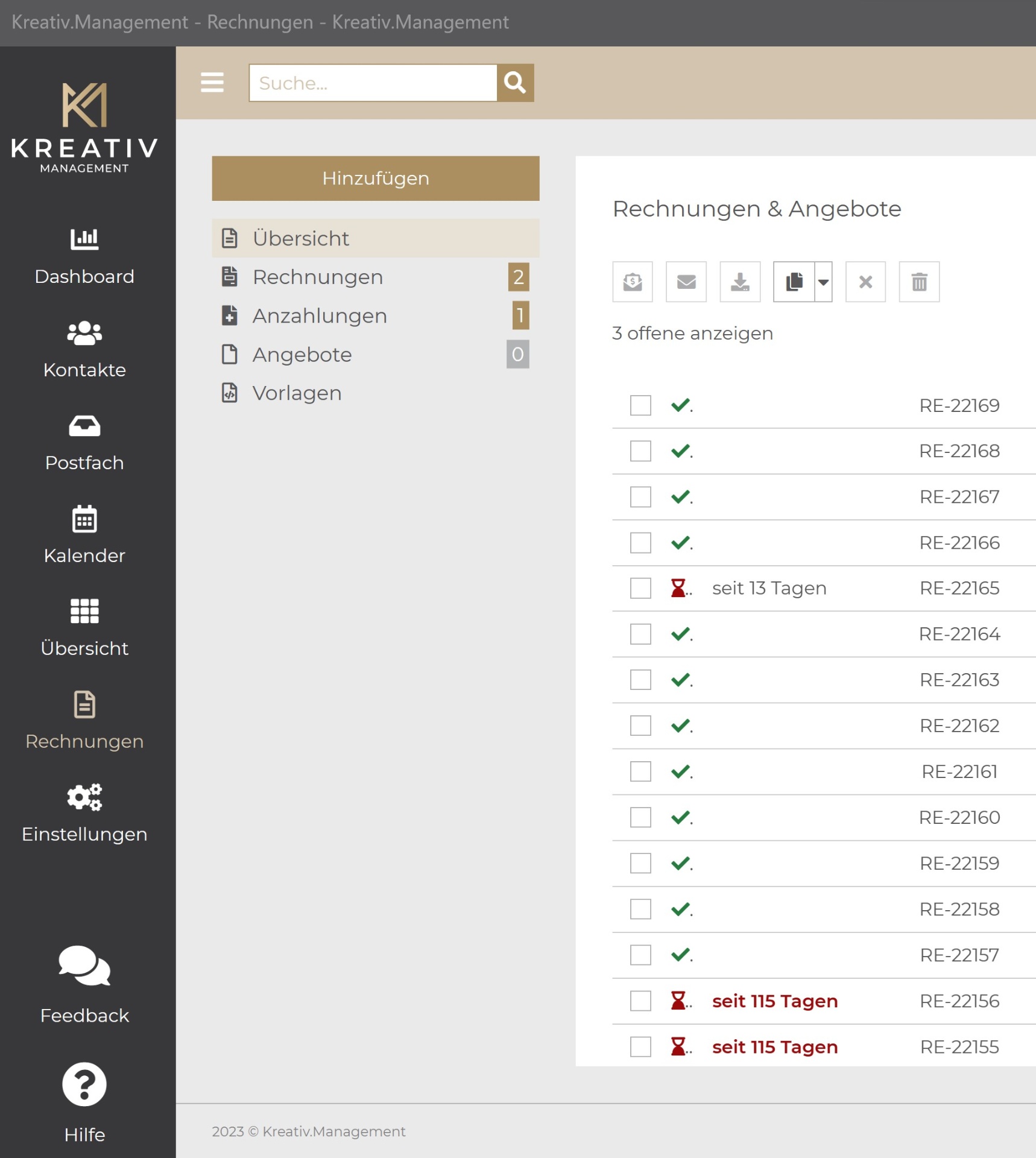 Rechnungsübersicht mit Zahlungsstatus
